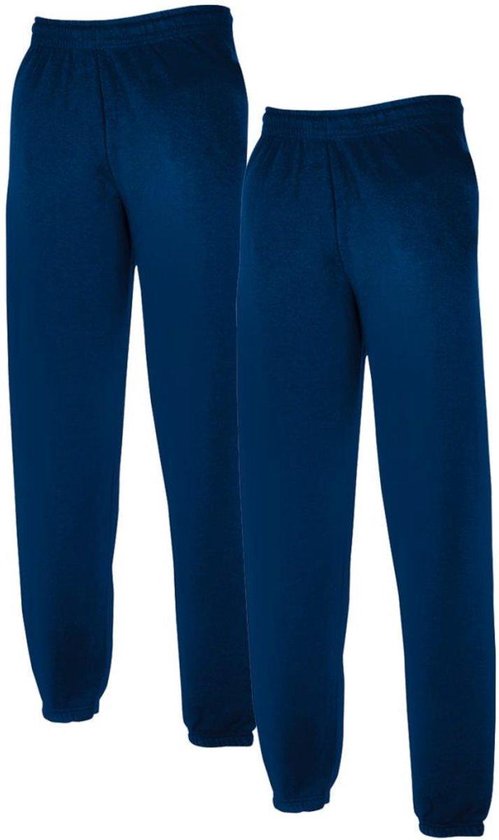 Lot de 2 pantalons de survêtement Fruit of the Loom pour homme - Bleu marine - Taille L