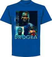 Drogba Old-Skool Hero T-Shirt - Blauw - XL