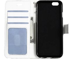 Hoesje Geschikt voor iPhone 5/5s/5SE Hoesje Book Case Hoes Portemonnee Cover Walletcase - Hoes Geschikt voor iPhone 5/5s/5SE Hoes Bookcase Hoesje - Wit