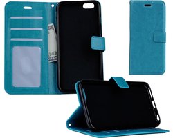Hoesje Geschikt voor iPhone 5/5s/5SE Hoesje Book Case Hoes Portemonnee Cover Walletcase - Hoes Geschikt voor iPhone 5/5s/5SE Hoes Bookcase Hoesje - Turquoise