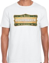 De beste Bouwvakker cadeau / kado t-shirt vintage wit voor heren L