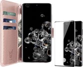 Samsung S20 Ultra Hoesje en Samsung S20 Ultra Screenprotector - Samsung Galaxy S20 Ultra Hoesje Book Case Leer Wallet + Screenprotector Full - Roségoud