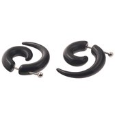 Kaisa Jewelry zwarte fake plug spiraal oorbellen 6 mm