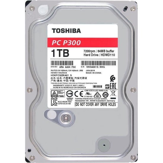operatie Aanwezigheid Bezem Toshiba p300 - Interne harde schijf - 1 TB | bol.com