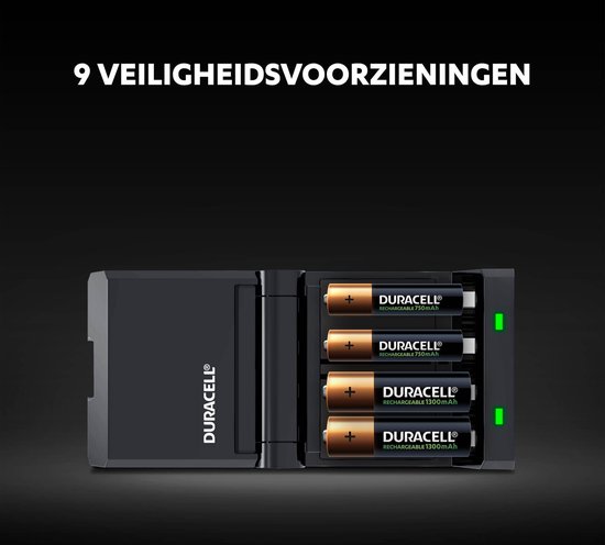 Duracell Batterijlader – Laadt op in 45 minuten, inclusief 2 AA en 2 AAA batterijen - Duracell