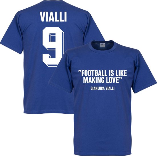 Vialli 9 'Football Is Like Making Love' T-shirt - Blauw - 4XL