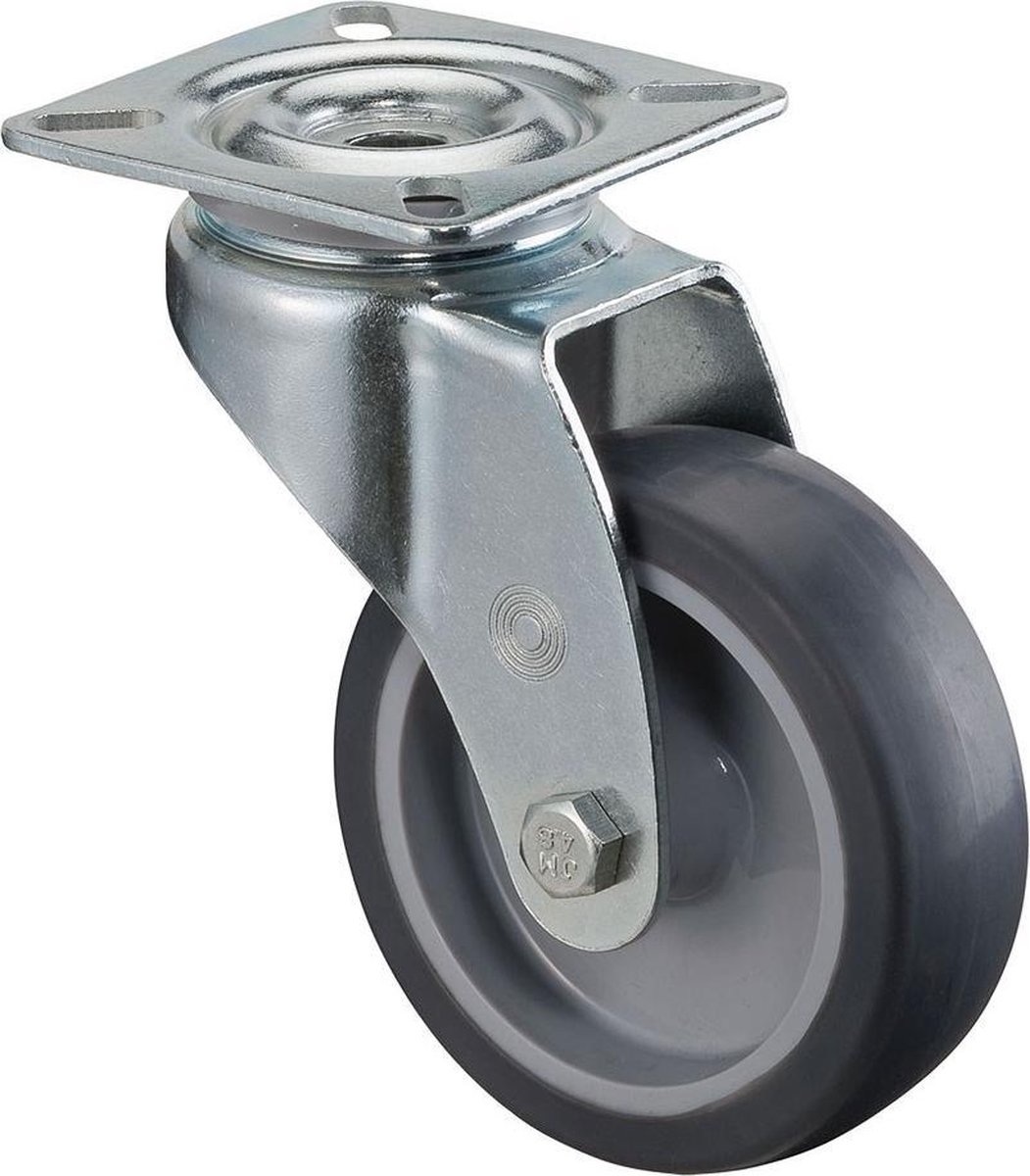 H&S Roulettes de frein pivotantes en caoutchouc robuste 50 mm 