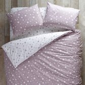 Hibboux hoeslaken Star katoen 160x200 hoek 36cm wit/lila sterren