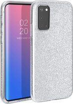 HB Hoesje Geschikt voor Samsung Galaxy S20 - Siliconen Glitter Back Cover - Zilver