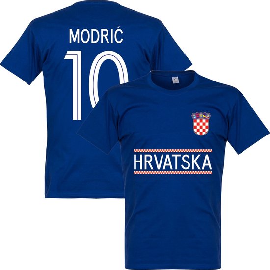 Kroatië Modric 10 Team T-Shirt - Blauw - XXL