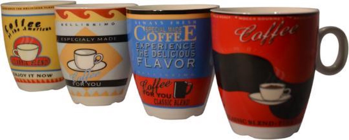 Cosy&Trendy Brasil Kleurrijke Koffiekopjes - 4 stuks - 160 ml - - Cosy&Trendy