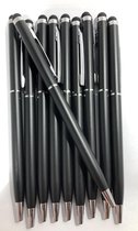 Balpen Zwart verpakt in Set van 10, Slank en elegant ontwerp Aluminium Balpennen Draaimechanisme, Pennen blauw schrijvend met soft top voor Touch screen bediening