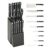Michelino 15-piece knife set including wooden knife block, black