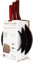 Mischler Cook 3 Delige Pannenset - Marmeren Coating - Vaatwasser bestendig - Rood