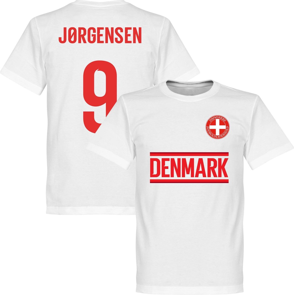 Denemarken Jorgensen 9 Team T-Shirt - Wit - XXL