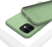 LIQUID |180° Protection - Silicone Velvet + MicroFibre Shockproof Backcover - Telefoon Hoesje voor iPhone 11 - Munt Groen