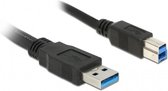 DeLOCK USB naar USB-B kabel - USB3.0 - tot 2A / zwart - 5 meter