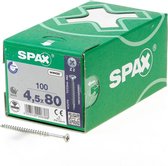 Spax Spaanplaatschroef platverzonken kop verzinkt pozidriv 4.5x80mm (per 100 stuks)