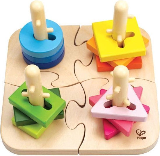 ouder verkiezen Parameters Hape Speelgoed - Vormen en kleuren puzzel - Houten puzzels | bol.com