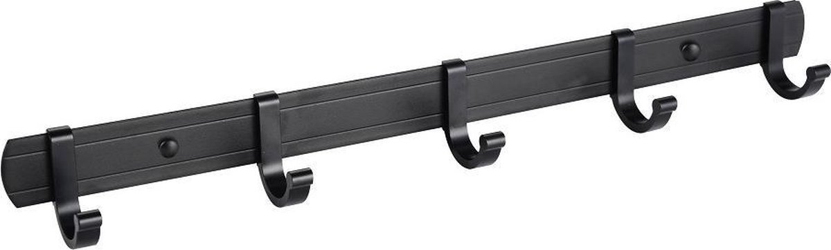 WillieJan Garderobe haken 2805 – 5 Haken op Rij – Zwart – Aluminium
