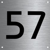 RVS huisnummer 12x12cm nummer 57
