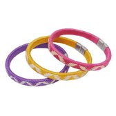 Armband Dames - 3x Handgemaakte Armbanden Set - Paars/Geel/Roze