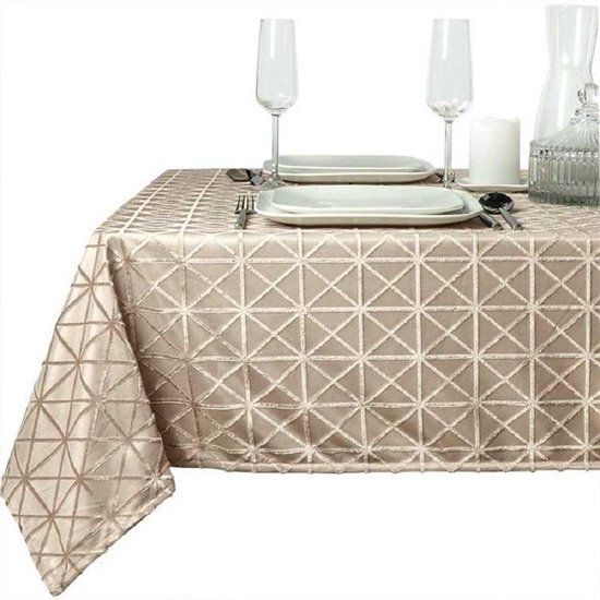 cijfer Goot conversie Tafelkleed/tafellaken taupe 140 x 250 cm satijn - Rechthoekig - Taupe  tafeldecoratie | bol.com