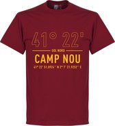 Barcelona Camp Nou Coördinaten T-Shirt - Rood - XXL