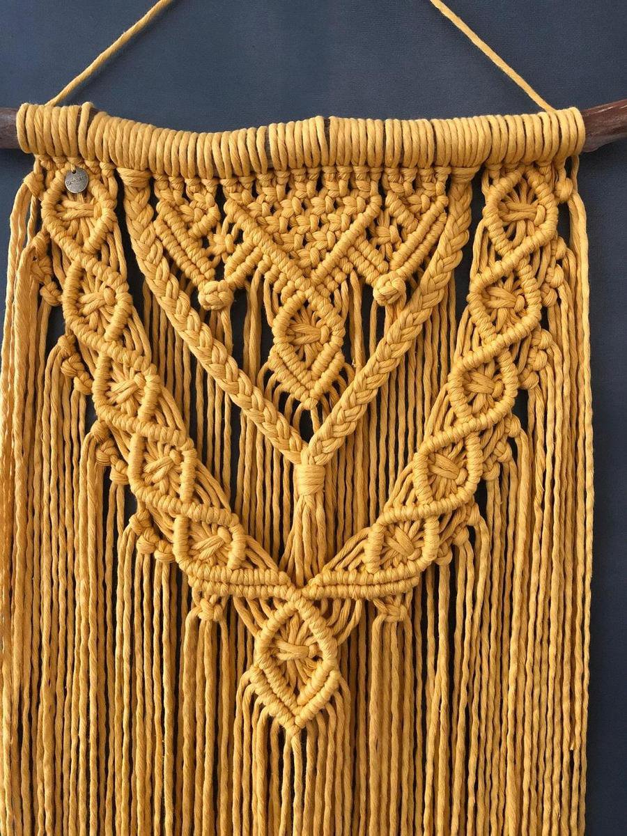 Macrame muur opknoping , home décor, bukuri wand decoratie -026 oker geel