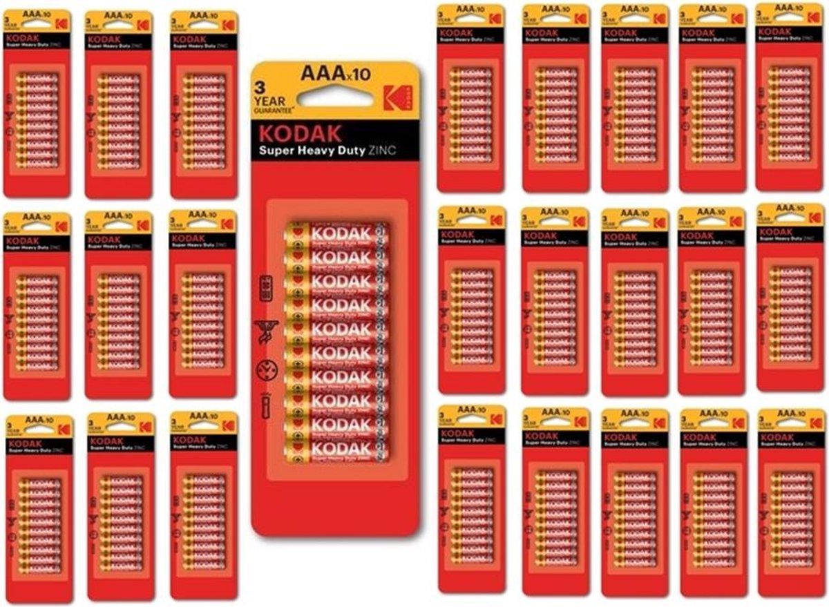 Kodak AAA/LR03 ZINC Super Heavy Duty alkaline 1.5V - 1.000 Stuks (100 Blisters a 10st)