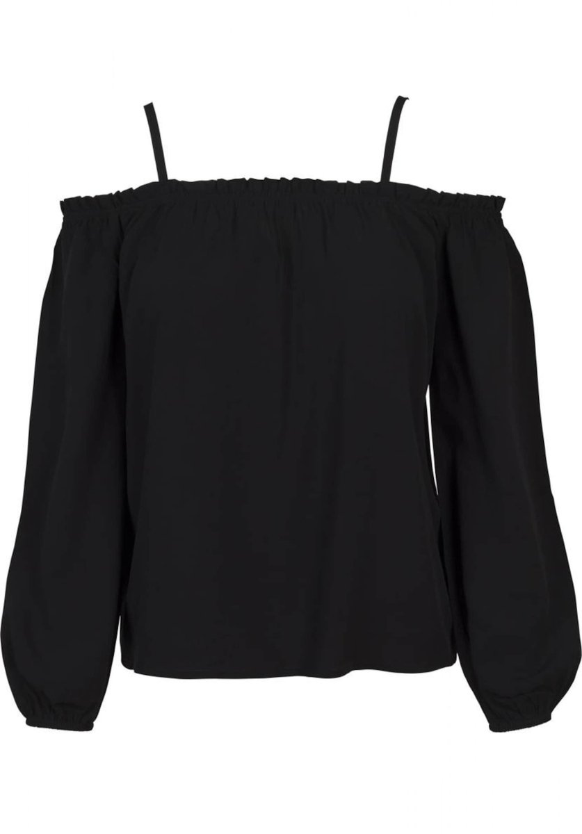 Urban Classics Cold Shoulder Longsleeve Dames Shirt met lange mouwen 5XL Zwart