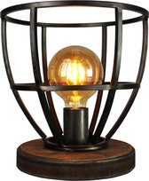 Chericoni - Aperto tafellamp - 25 cm - zwart black steel & vintage wood