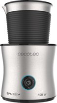 Cecotec Melkopschuimer Elektrisch - Vaatwasserbestendig - Warm en koud - Vier verwerkingsstanden - BPA vrij - 400 ml - Zilver