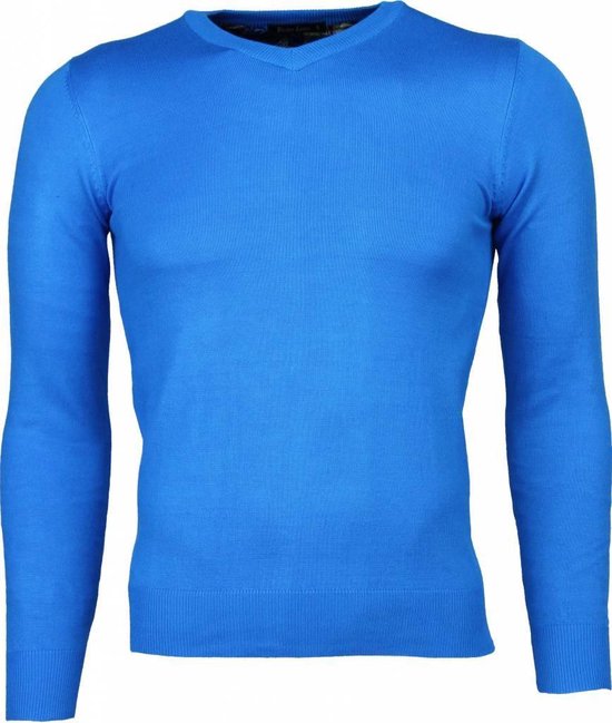 Tony Backer Casual Sweater - Exclusive Blank V-Neck - Bleu Pulls / Pullovers Pull homme taille S