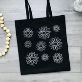 HOUSE OF LOLA katoenen tasje / tote bag | zwart met print van bloemen | Funky Flowers