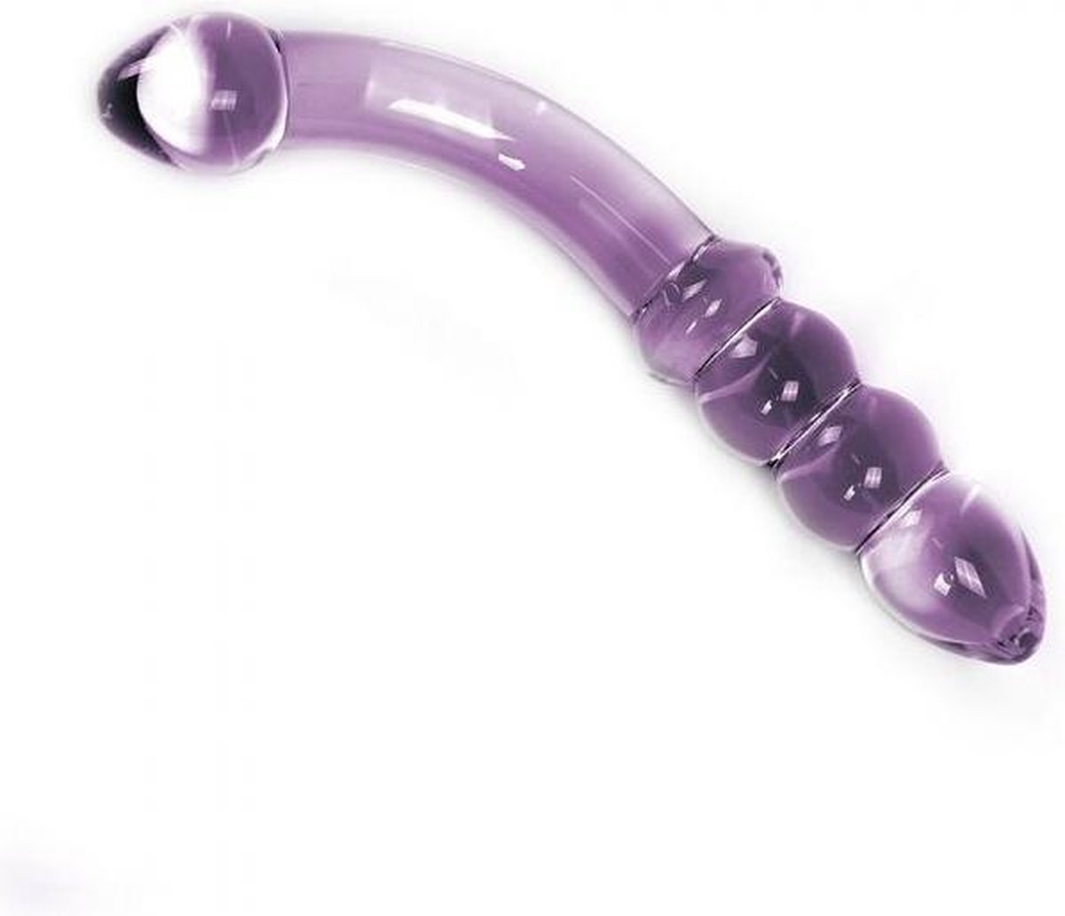 Goedkoopste Gebogen Glazen dildo Met stimulerende ribbels - Paars