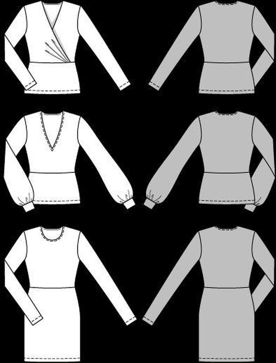 Burda Naaipatroon 6848 - Shirt in variaties en jurk - 