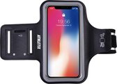 ATHLETIX Sportarmband - Universele Hardloop Armband - iPhone, Samsung & Huawei - Reflecterend, Spatwaterdicht, Sleutelhouder, Verstelbaar - Neopreen - Zwarte Sportarmband
