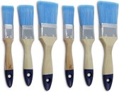 6x Verfkwasten plat blauw - Platte schilderkwasten - Klussen/schilderwerk in huis