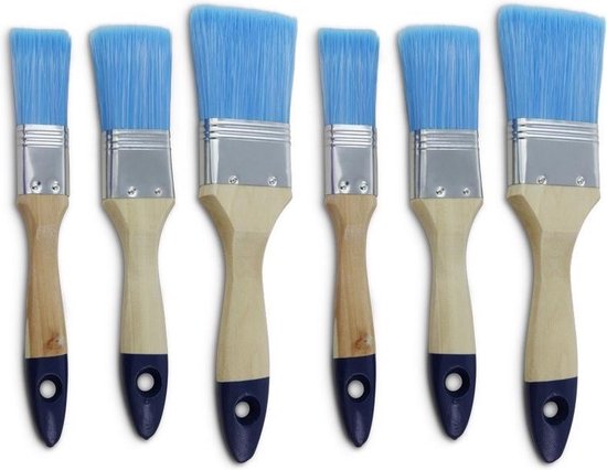 6x pinceaux bleu plat - Pinceaux plats - Bricolage / peinture à la maison