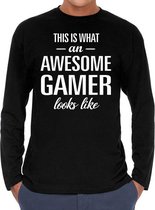 Awesome / geweldige gamer cadeau t-shirt long sleeves heren XL