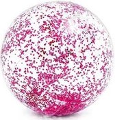 Intex opblaasbare roze glitter strandbal 71 cm speelgoed - Buitenspeelgoed strandballen - Opblaasballen - Waterspeelgoed