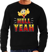 Funny emoticon sweater Hell yeah zwart here S (48)