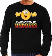 Funny emoticon sweater I command you to undress zwart here S (48)