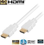 AA Commerce HDMI kabel - 2 meter - High-Speed met Ethernet - Verguld - Wit