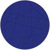 Lijnen vilt onderzetter Rond - Donkerblauw - 6 stuks - Ø 9,5 cm - Tafeldecoratie - Glas onderzetter - Cadeau - Woondecoratie - Woonkamer - Tafelbescherming - Onderzetters Voor Glaz