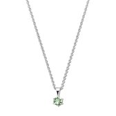 New Bling 9NB 0427  Zilveren Collier met Zirkonia -  40 + 5 cm - Zirkonia - Licht Groen - Zilver - Ankerschakel - Zilverkleurig