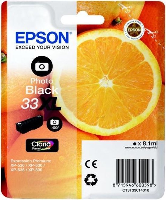 EPSON Cartouche Oranges Ink Claria Premium Black Photo XL