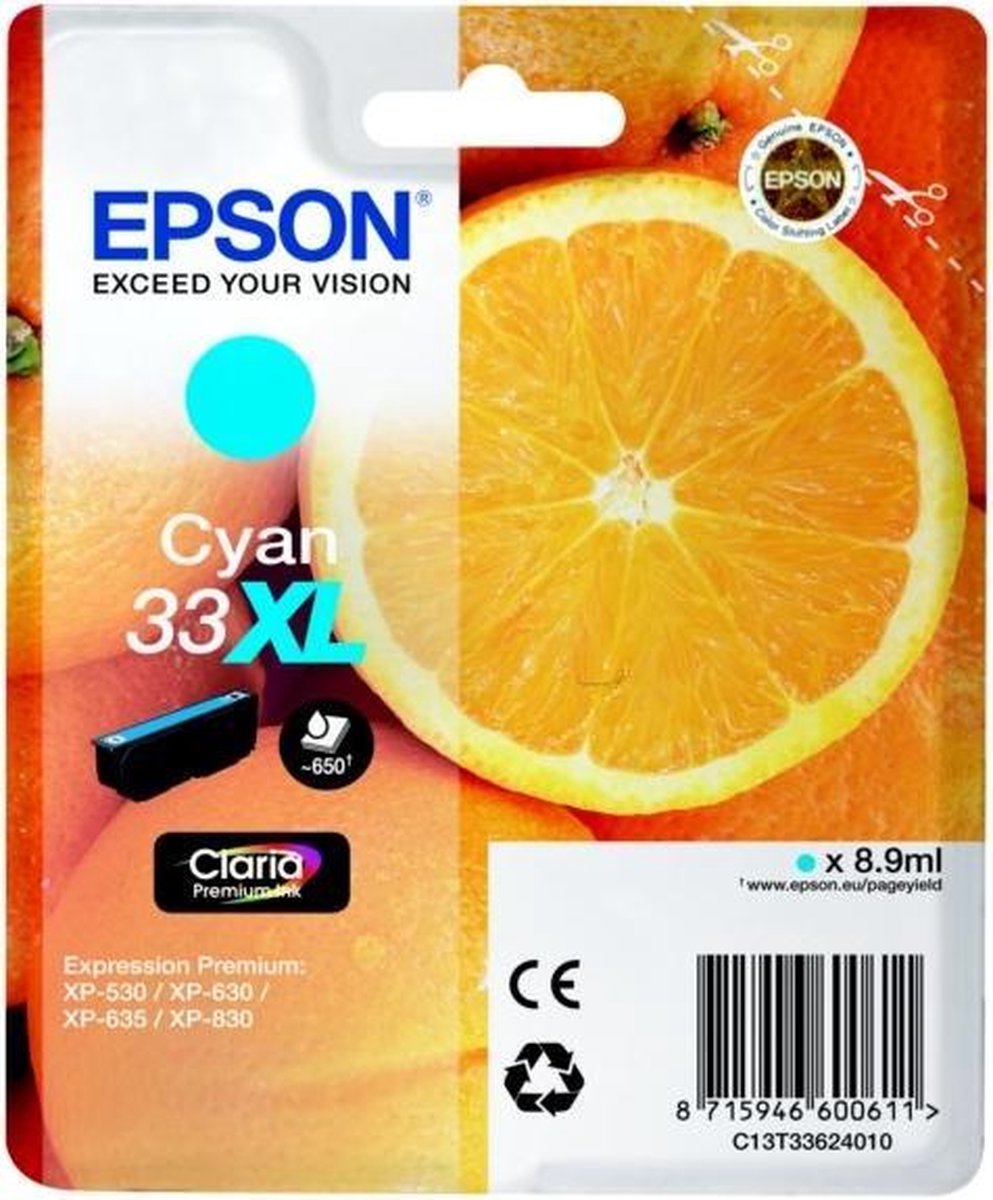 EPSON Cartouche Oranges Ink Claria Premium Cyan XL