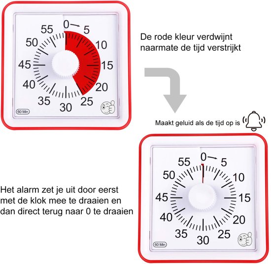 Ardin.be Leerklok Inclusief Batterijen Timer Kind Leerklokken Timer Leerklok...